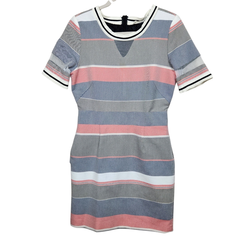 Jonathan Simkhai Vibrant Horizontal Striped Pockets Midi Dress Womens Size 6